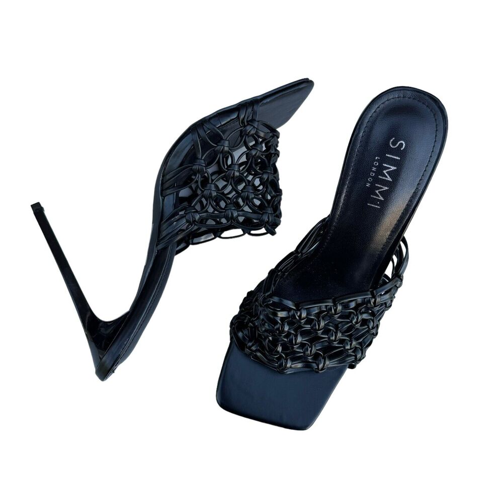 SIMMI London Nora 4 Stiletto Sandals Black Sz UK 7 US 9 Nora